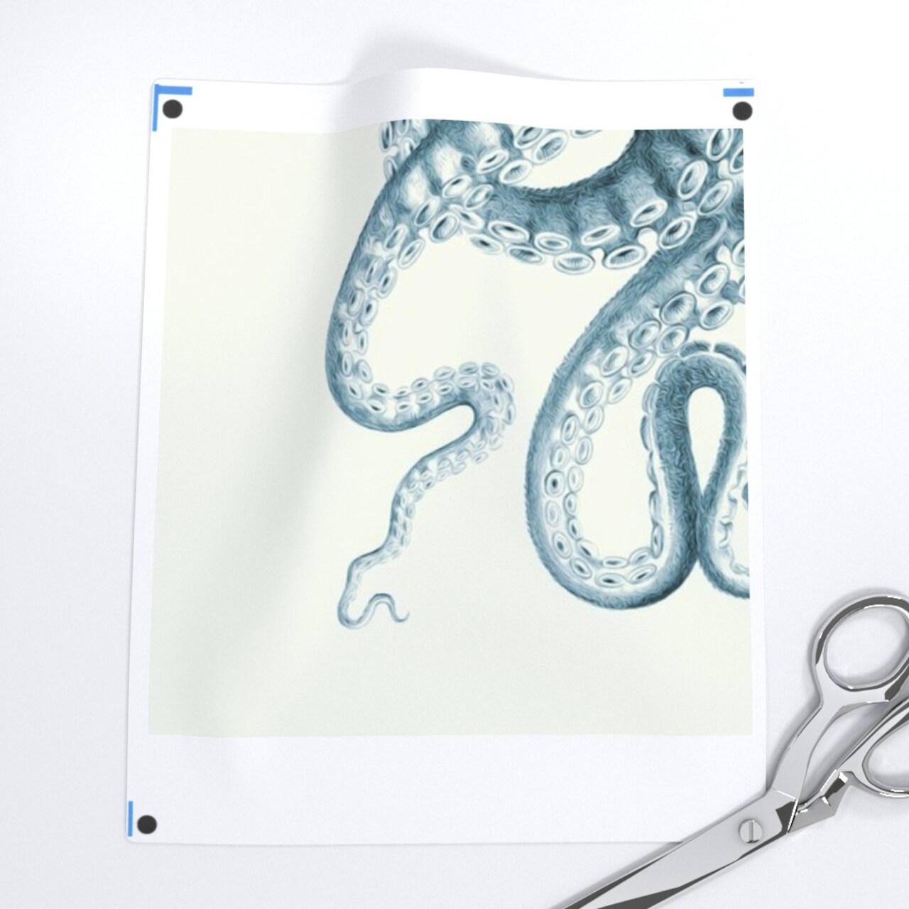 Octopus Sea Illustration Vintage Squid Nautical Coastal Ocean Beach Custom Pre-pasted Wallpaper by Spoonflower Pre-Pasted Wallpaper 2FT Wide